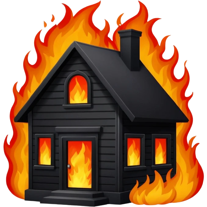black house on flames emoji
