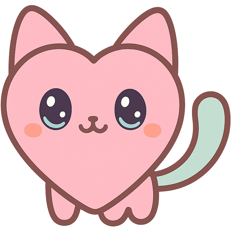 a heart-shaped cat, playful style emoji