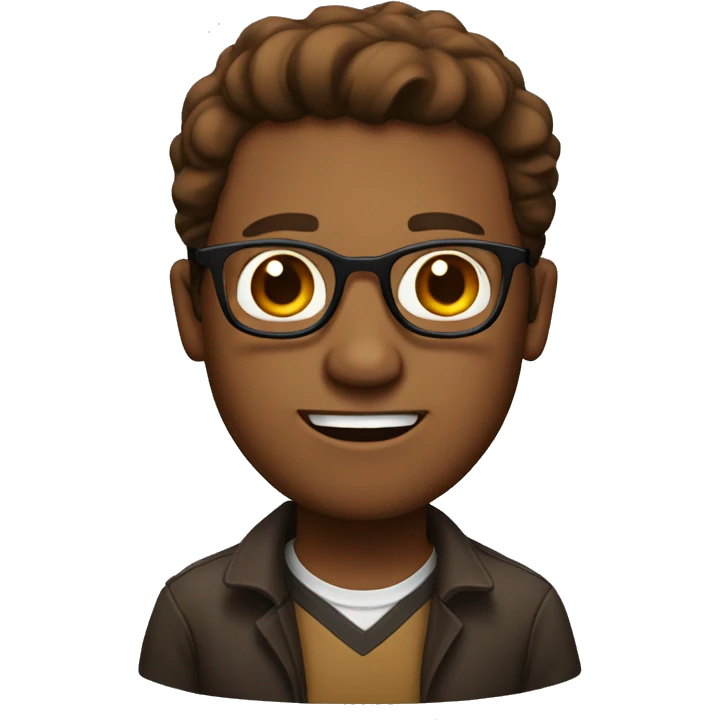 A guy with a brown face and has glasses  emoji