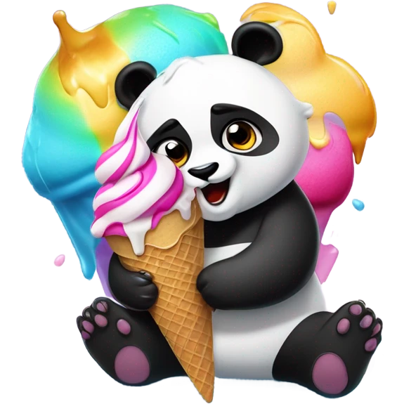 Panda eating ice cream emoji