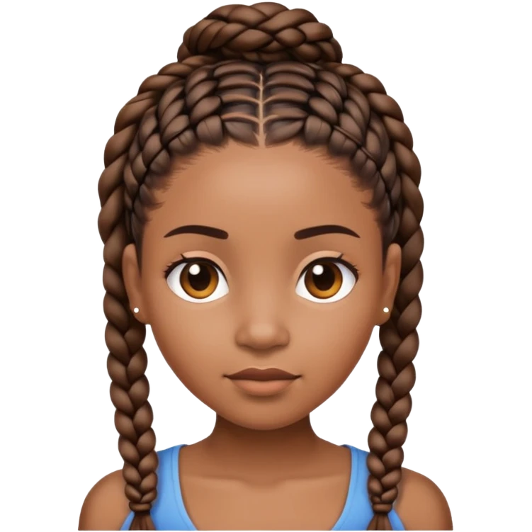 Black woman with braids and small body big head emoji