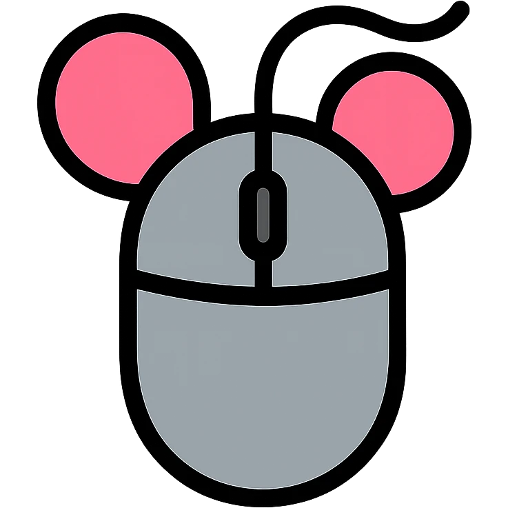 Colorful mouse icon with gray body and pink ears emoji