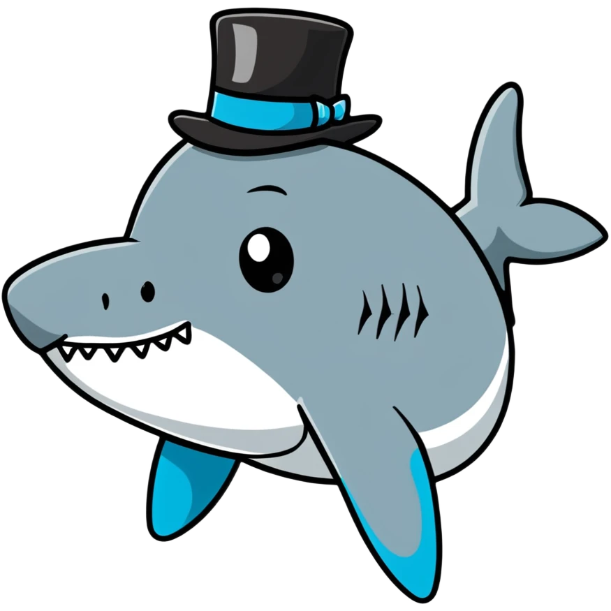 Shark with a top hat emoji