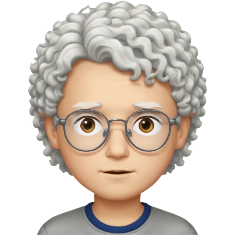 young boy with curly white hair and glasses emoji