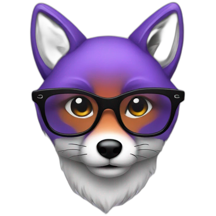 a purple fox with black glasses emoji