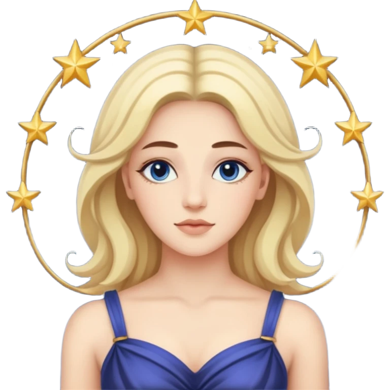 Libra woman emoji, celestial, with stars emoji