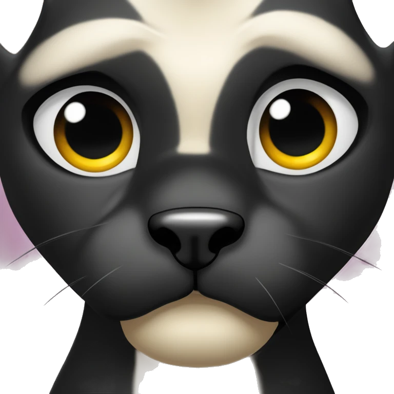 Un emoji de pantera negra con un rostro de alerta. Tendría orejas puntiagudas y ojos brillantes, sin manchas visibles en el cuerpo. La expresión sería intensa y misteriosa, destacando la elegancia del animal. se tiene que ver el cuerpo enteo emoji