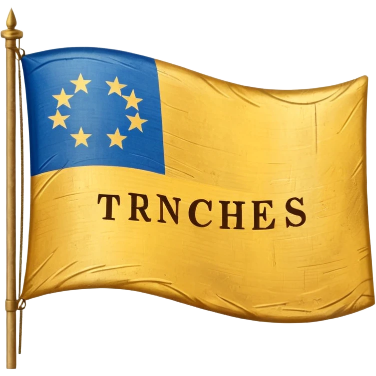 Make a golden and blue colour of flag and add a Trenches word in middle , makes like a country flag and made shiby emoji
