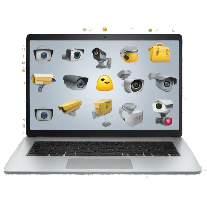 laptop screen with videos from security cameras emoji