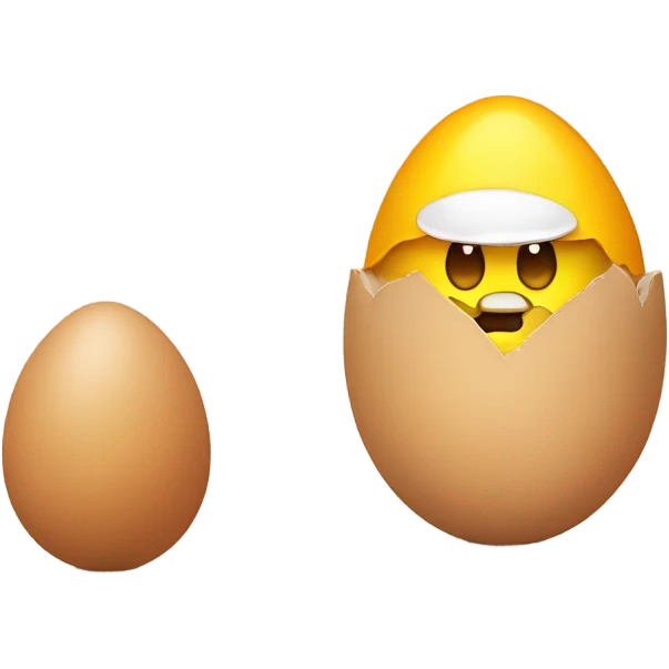 Guy hatching from egg with shell as a hat emoji