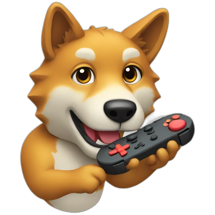 A dingo playing a Nintendo Switch emoji