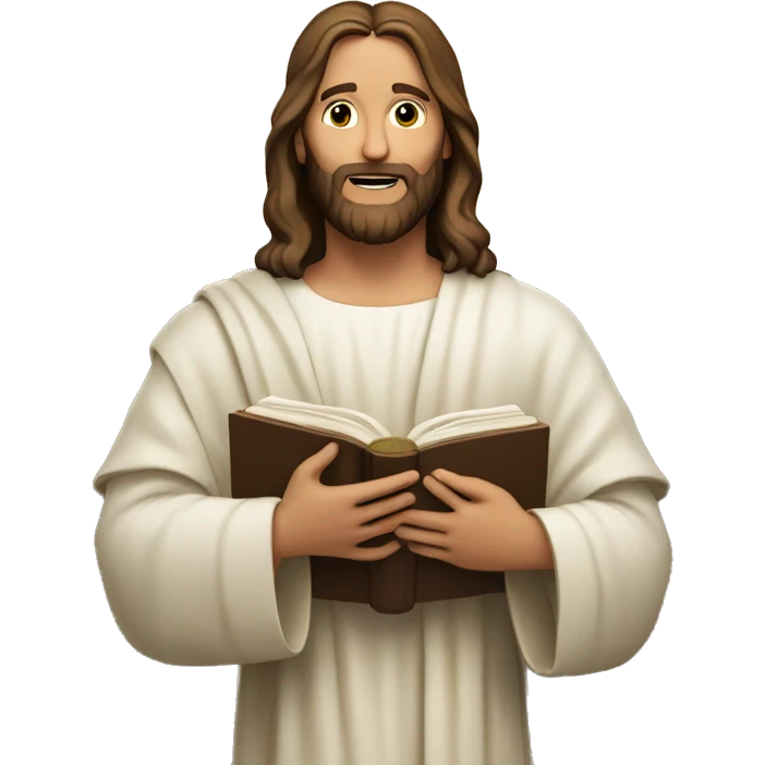 Jesus Christ holding an open Bible emoji