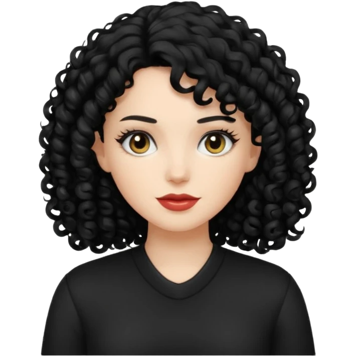 white women with black curly hair black clothes emoji
