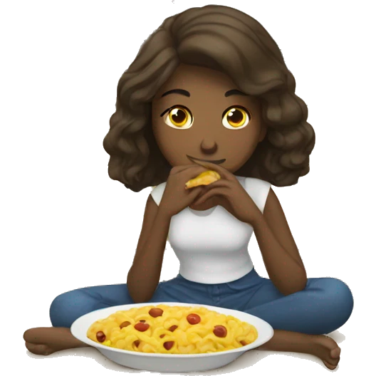Girl laying down eating emoji