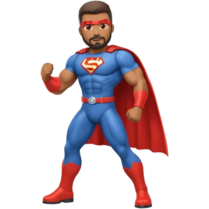 Latino HVAC repairman with goatee beard superhero action figure emoji