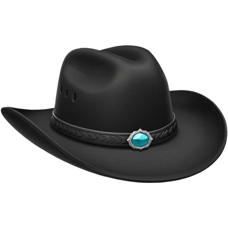 black cowboy hat with a black feather emoji