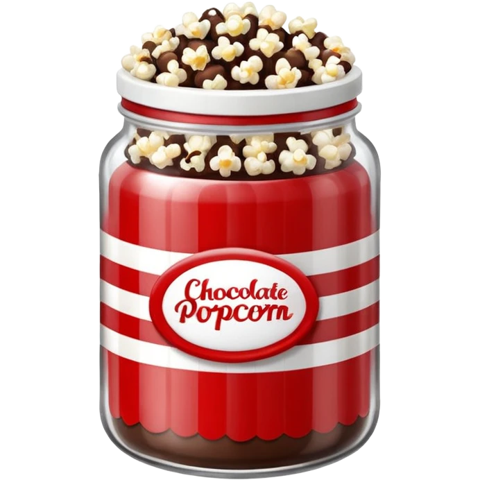 Chocolate popcorn in a jar with red and white lines emoji