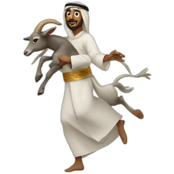 Arab dancing with a goat emoji