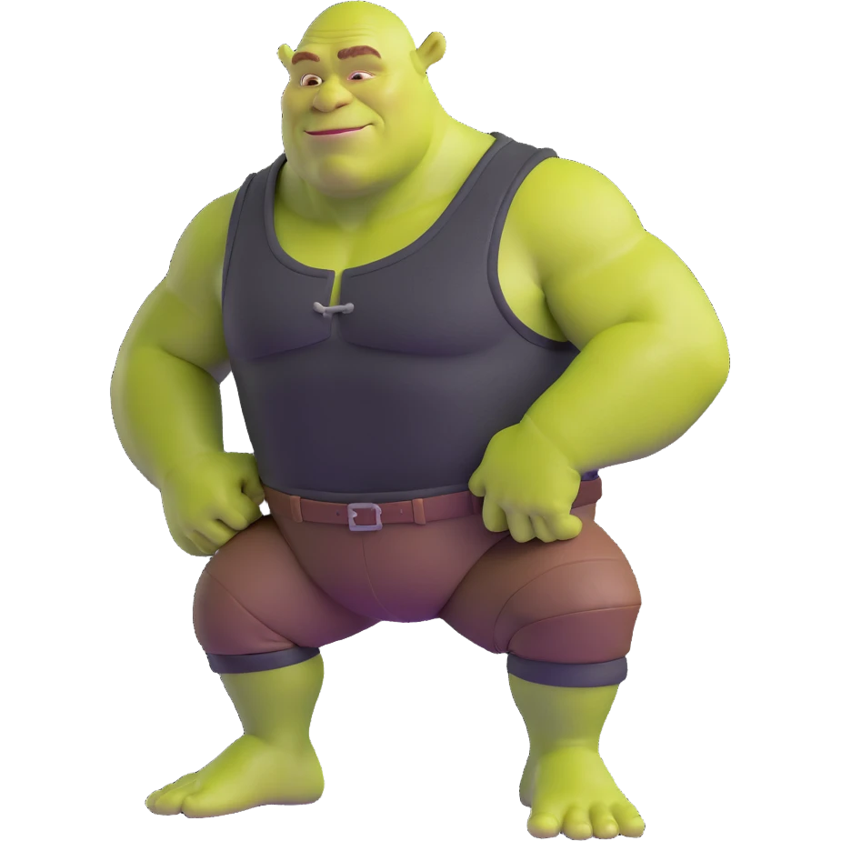 very muscular Shrek soothing Elon Musk emoji