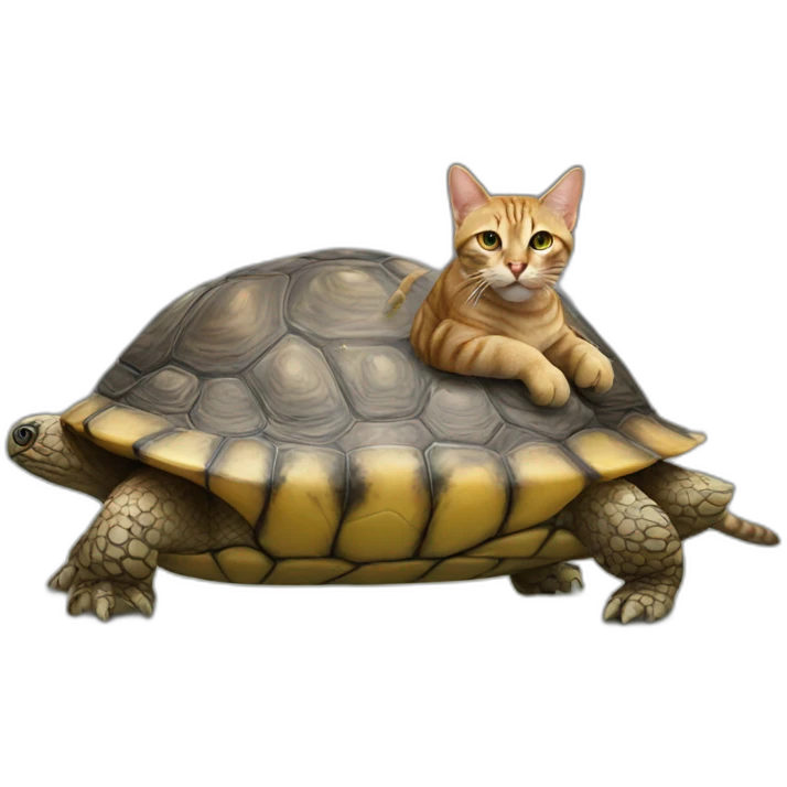 Cat on turtle emoji
