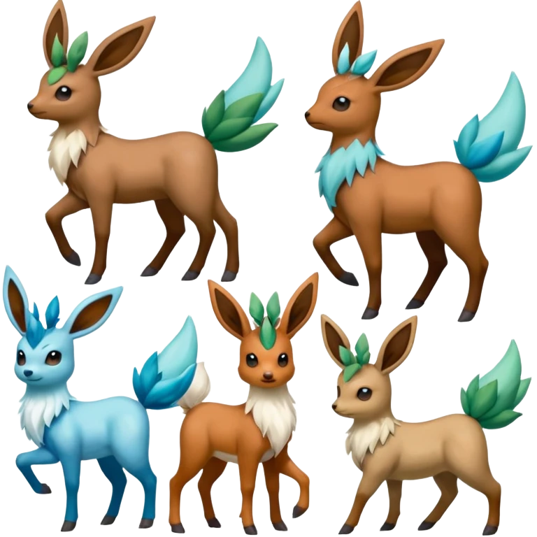 Stantler-Glaceon-Skiddo-Mudbray-Amaura-Flareon-Virizion-fusion-creature-hybrid (full body) emoji
