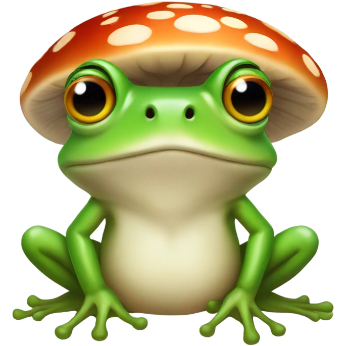 Frog wearing mushroom emoji