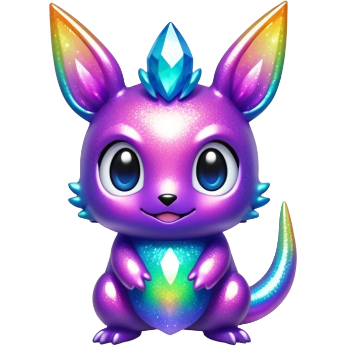 Randomly-colored colorful iridescent sparkly chibi Fakémon-creature emoji