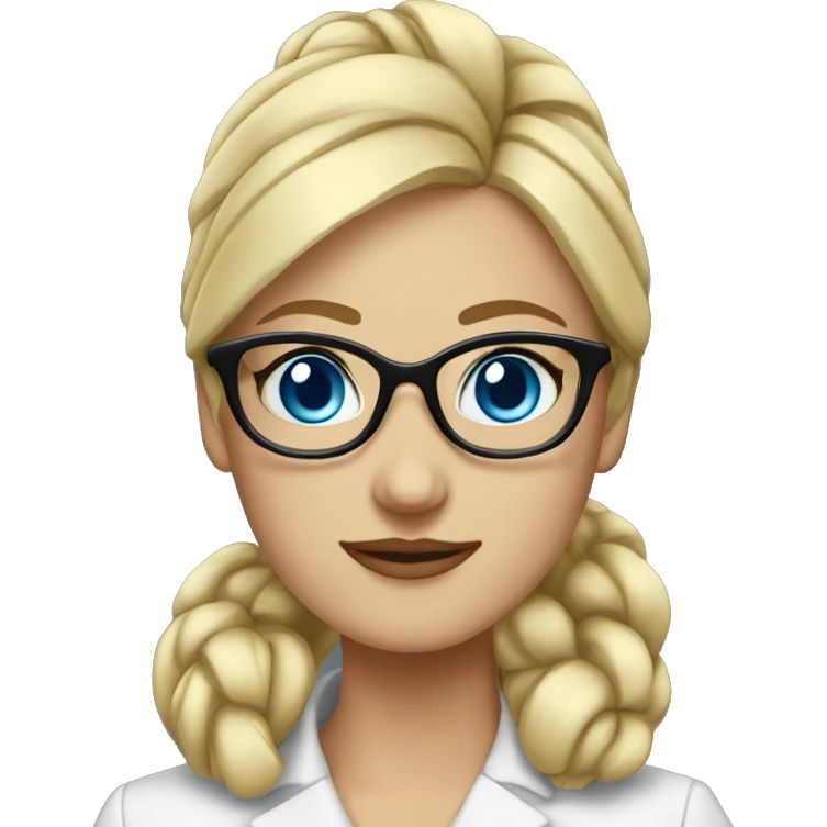 proffesional-woman-blonde-glasses-blue eyes-mesy bun emoji