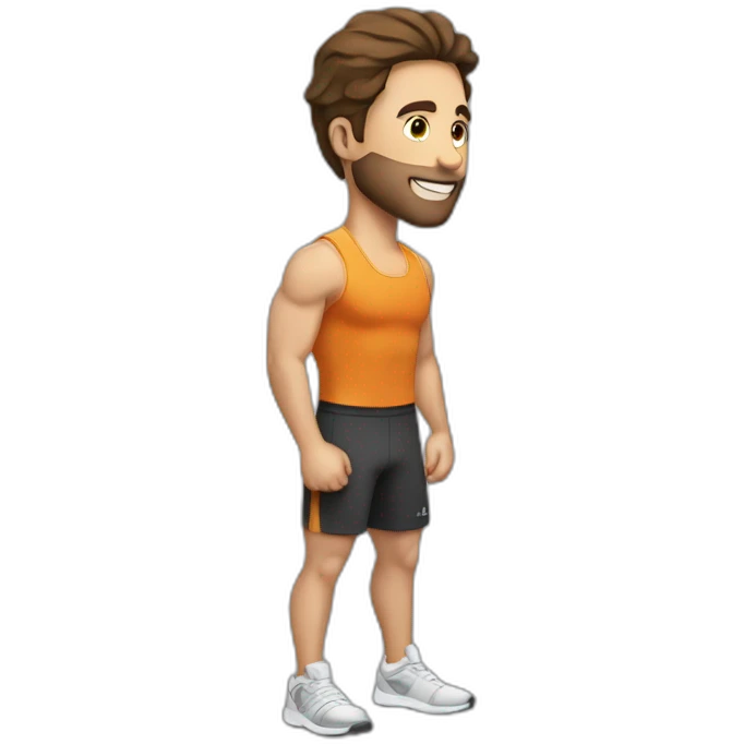 Man with brown hair fitness trainer emoji