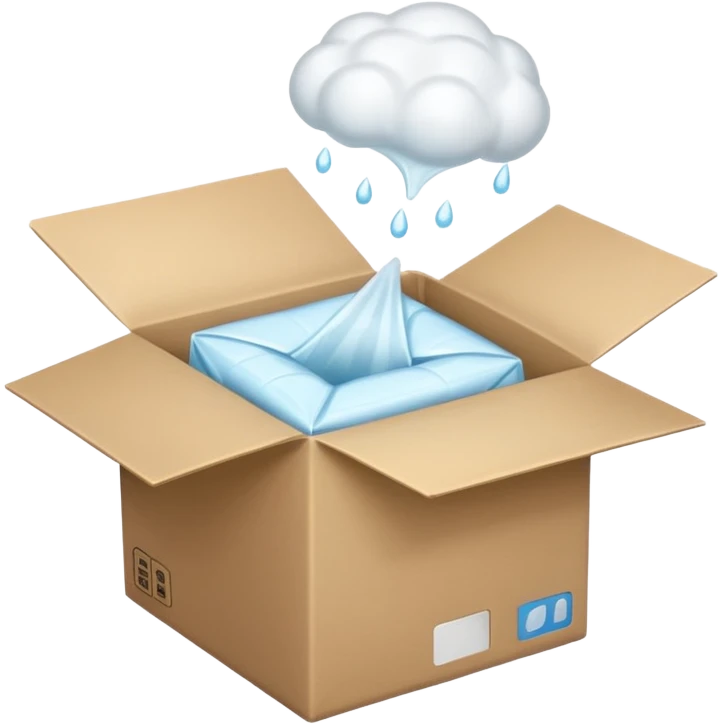 Generate a realistic emoji-style icon of the an open package which is empty and air is coming out of it. Out of the package air is coming out of it and the package is empty from the inside emoji