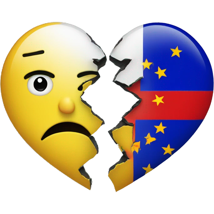 Broken heart with EU flag cracked in two halves  emoji
