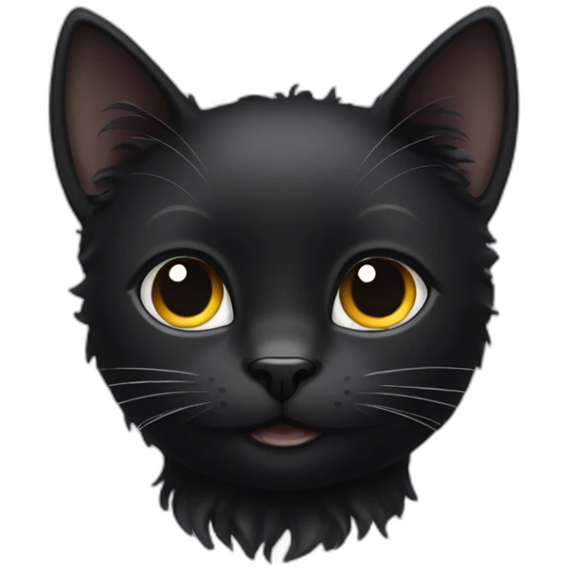 black cat with wavy hair and black eyes emoji