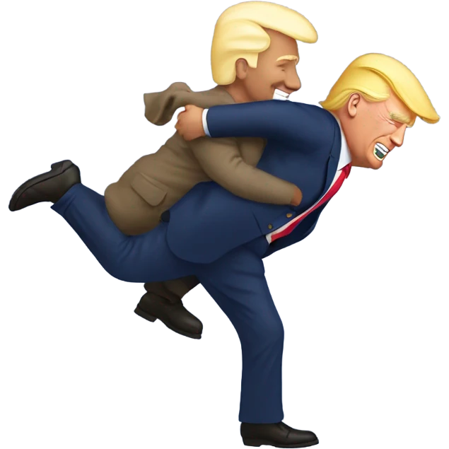Donald trump giving joe Biden a piggy back ride emoji