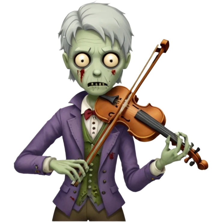 Zombie violinist – crooked bow, screechy notes, hunched over violin. emoji