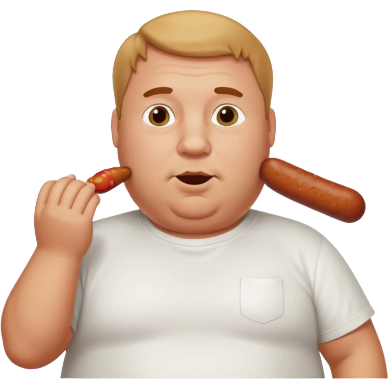 Fat white guy sucking in a sausage  emoji