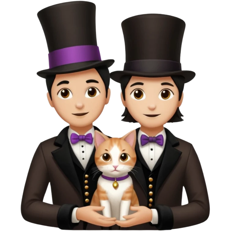 magician couple and their pet cat emoji