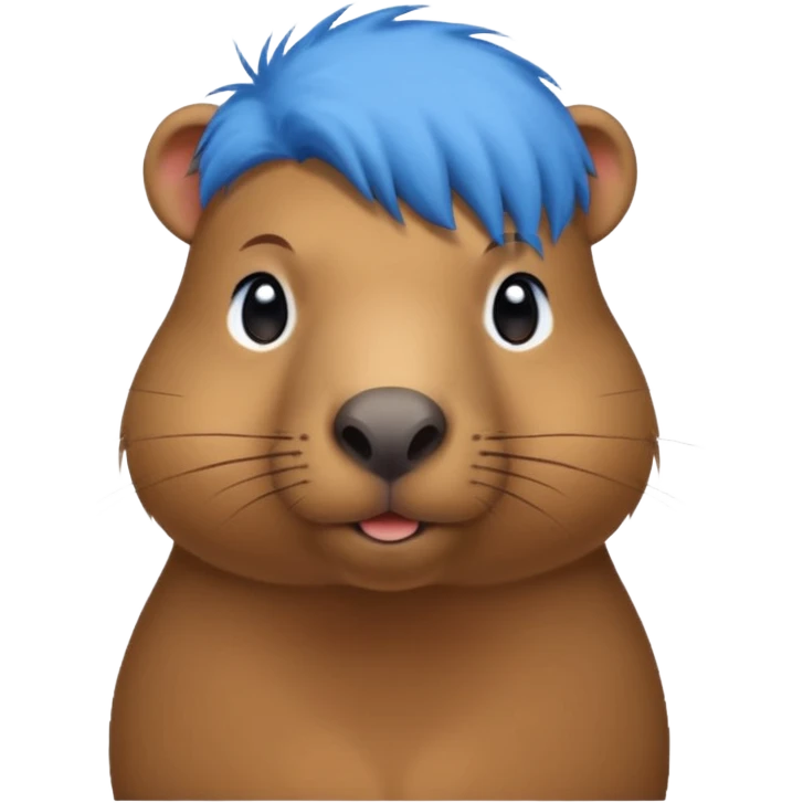 Capybara with bule head hair, standing emoji