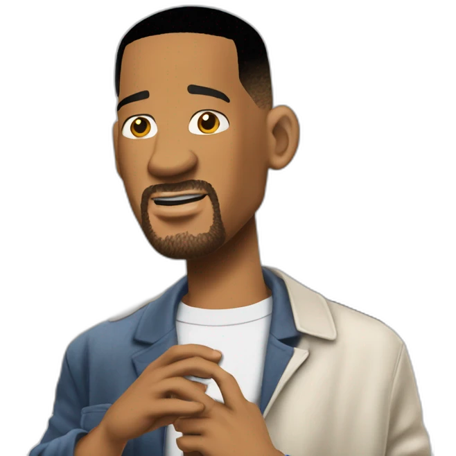 will smith haciendo seña con su palma emoji