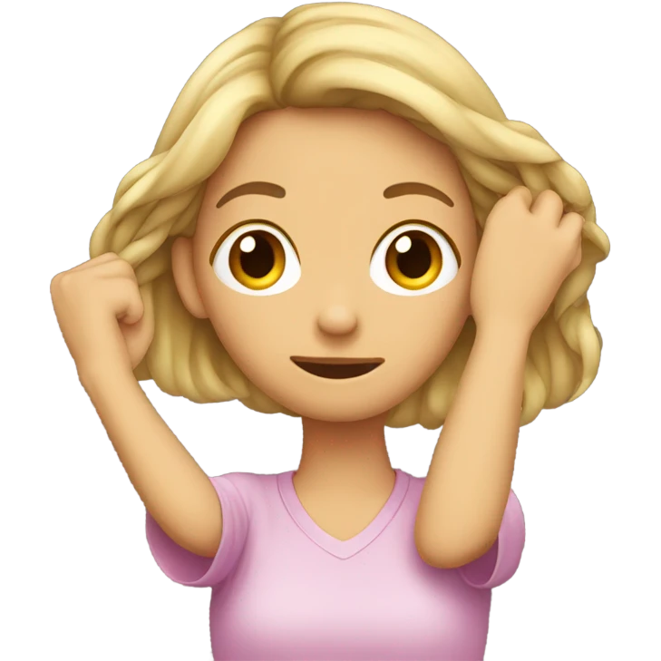 girl pulling her hair behind her ear emoji