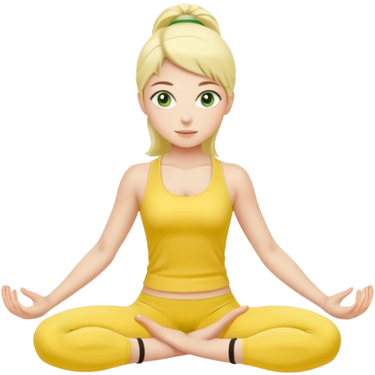 pilates girl green eyes in butter yellow set emoji