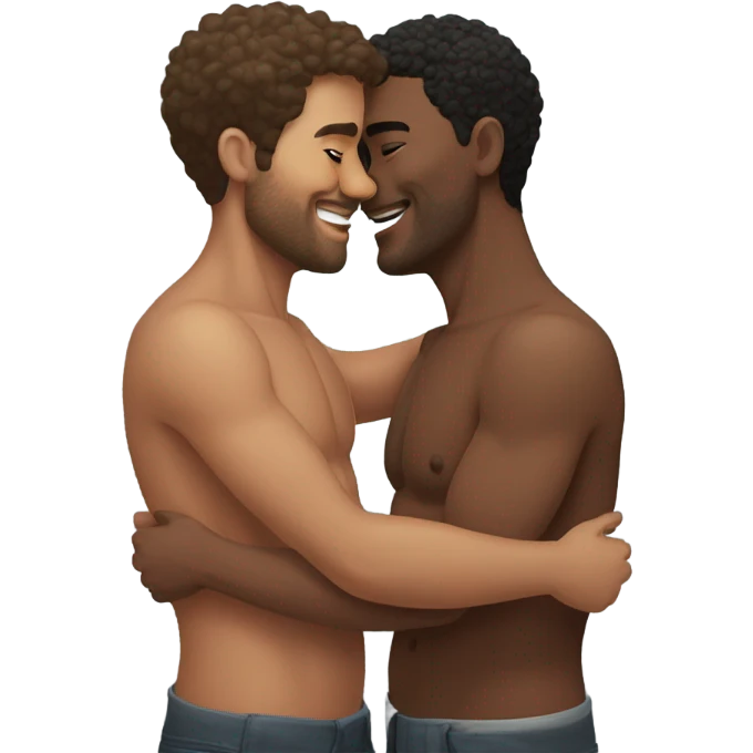 two gay shirtless men touching each other affectionately  emoji