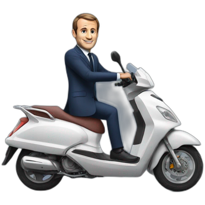 Macron sur un scooteur emoji
