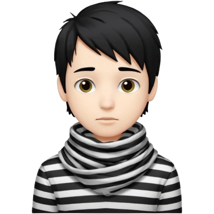 emo boy with black and white striped scarf with black hair

 emoji