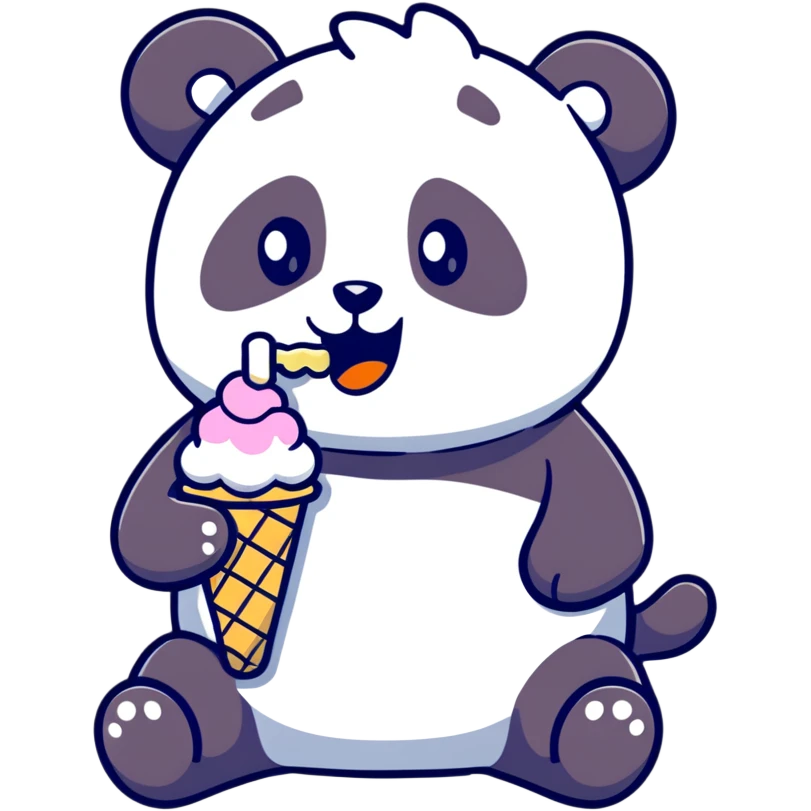 Panda eating ice cream emoji