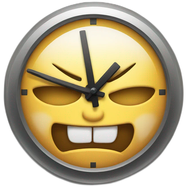 Angey looking at clock emoji