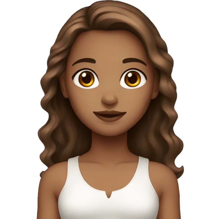 Girl white and brown skin brown hair brown eyes emoji