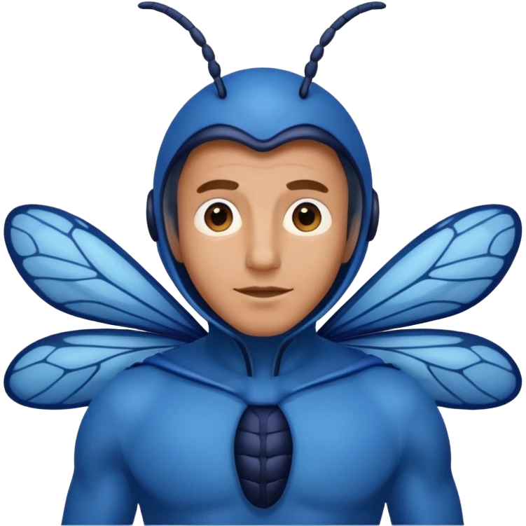 blue insect costumed man emoji