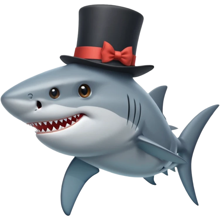 Shark with a top hat emoji