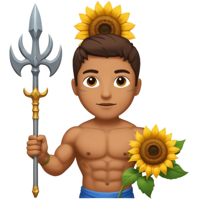 god with sunflower, scepter, trident emoji