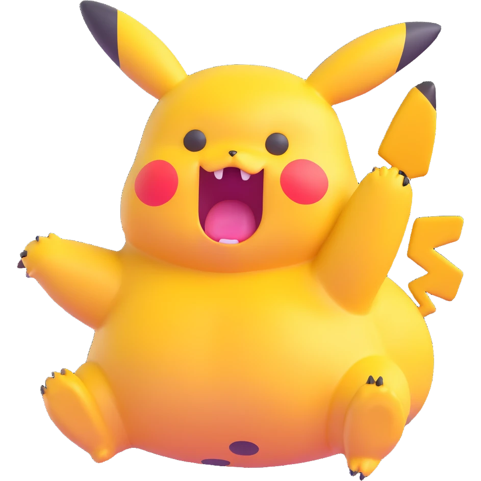 chubby Pikachu with spots yelling in terror emoji